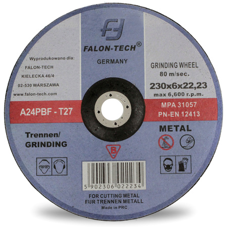 TARCZA DO SZLIFOWANIA STALI METALU 230 x 6 FALON