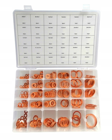 PODKŁADKI MIEDZIANE USZCZELKI ORING ZESTAW PODKŁADEK MIEDZIANYCH 580 SZTUK