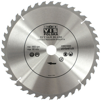 TARCZA PIŁA DO DREWNA WIDIA 315 / 30 T40 INTER