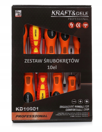ZESTAW ŚRUBOKRĘTÓW 10el. wkrętaki śrubokręty izolowane do 1000V