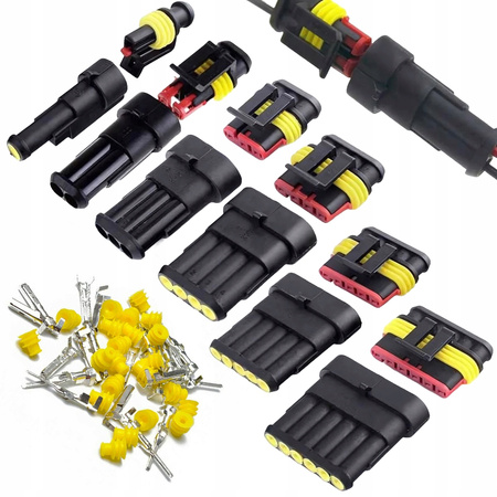 ZŁĄCZA ELEKTRYCZNE Superseal HERMETYCZNE WTYCZKI 1-6 PIN ZESTAW 424szt.