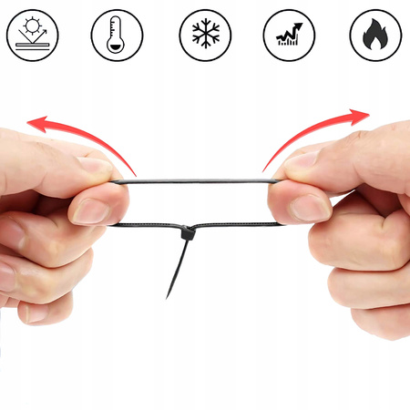 OPASKI ZACISKOWE KABLOWE TRYTKI TRYTYTKI UV CZARNE 8,8x600 100szt.