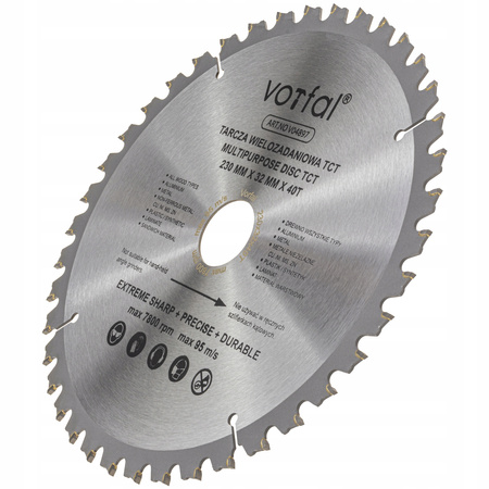 TARCZA TNĄCA PIŁA WIELOZADANIOWA TCT 230X32X40T DO KOMPOZYTU DREWNA METALU