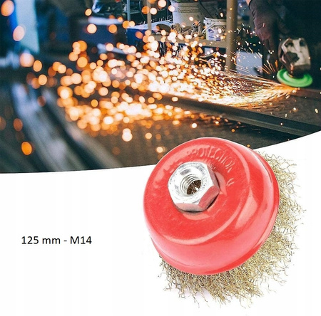 SZCZOTKA DRUCIANA 125mm M14 DRUT MOSIĄDZOWANY