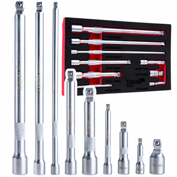 KOMPLET PRZEDŁUŻEK UCHYLNYCH 1/2" 1/3" 3/8" STAL CRV PRZEDŁUŻKA 9 EL. WKŁAD