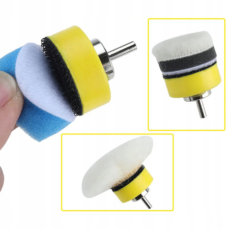 ZESTAW MINI KOŃCÓWEK GĄBEK POLERSKICH DO DETAILINGU POLEROWANIA 16szt