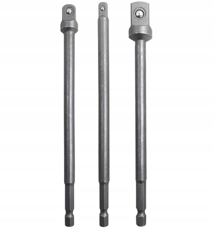 ZESTAW ADAPTERÓW DŁUGICH DO WIERTARKI 1/2 3/8 1/4