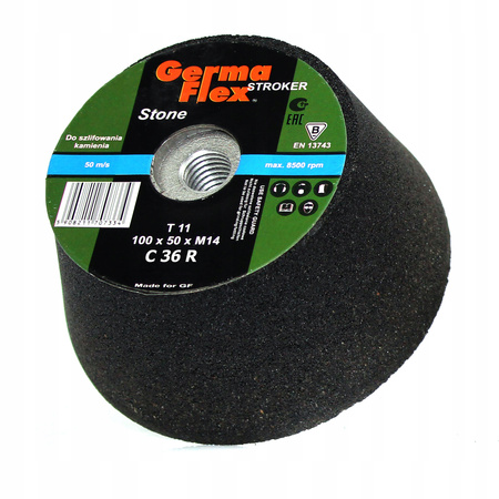 Ściernica garnkowa stożkowa 100x50xM14 P36