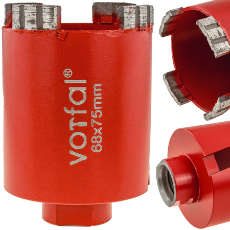 OTWORNICA DO BETONU DIAMENTOWA 68 MM KORONKA FREZ SEGMENTOWA 68X75 MM M22