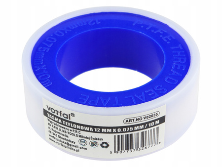 TAŚMA TEFLONOWA USZCZELNIAJĄCA 12MM X 0,75MM X 10M