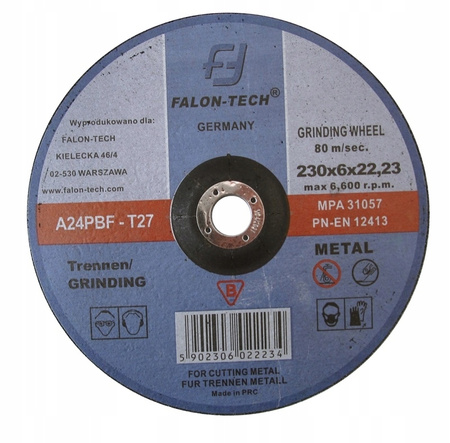 TARCZA DO SZLIFOWANIA STALI METALU 230 x 6 FALON