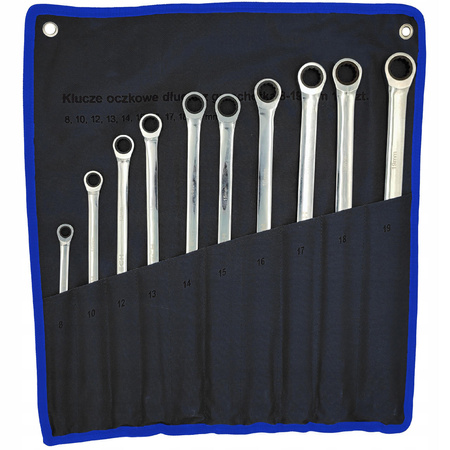 KLUCZE OCZKOWE PROSTE DŁUGIE Z GRZECHOTKĄ 8 - 19 mm 10 szt DO NAPINACZY