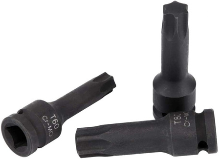 KLUCZE WPUSTOWE TRZPIENIOWE UDAROWE TORX 1/2 T30-T80 NASADKI 78 MM 8 EL