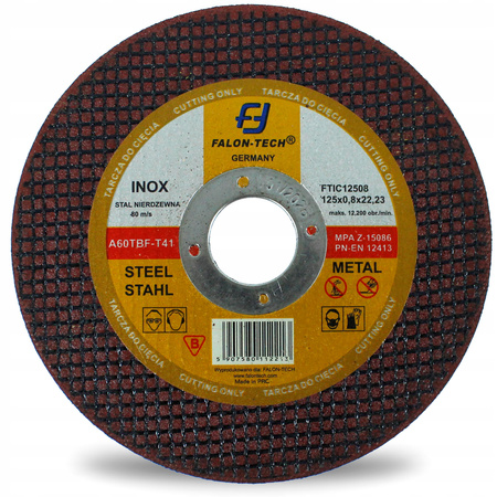 TARCZA DO CIĘCIA METALU INOX CIENKA 125 x 0,8mm 10 szt