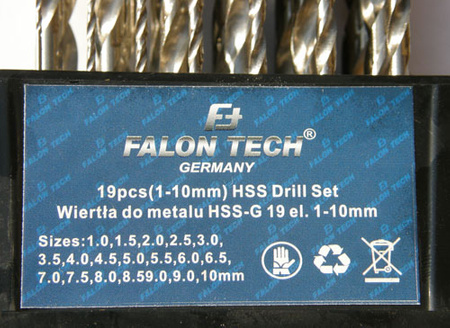 ZESTAW WIERTEŁ DO METALU 19 sztuk 1-10 mm WIERTŁA