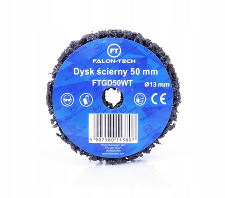 DYSK ŚCIERNY 50MM Z WŁÓKNINY DO USUWANIA RDZY OTWÓR 13MM WŁOSY MURZYNA