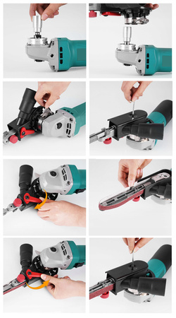 PRZYSTAWKA SZLIFIERKA TAŚMOWA ADAPTER DO SZLIFOWANIA POLEROWANIA SPAWÓW RUR