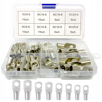 KONEKTORY KOŃCÓWKI KABLOWE RUROWE OCZKOWE 65 szt.