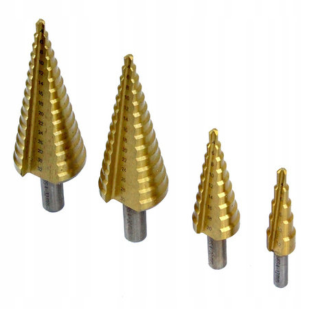 ZESTAW WIERTŁO STOPNIOWE STOŻKOWE TYTAN 4-32mm 4el