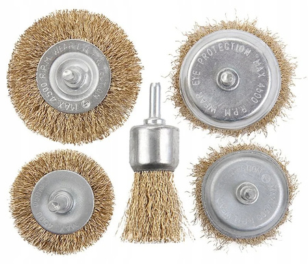 ZESTAW SZCZOTEK DRUCIANYCH DO WIERTARKI WKRĘTARKI STALI METALU DREWNA 5 szt