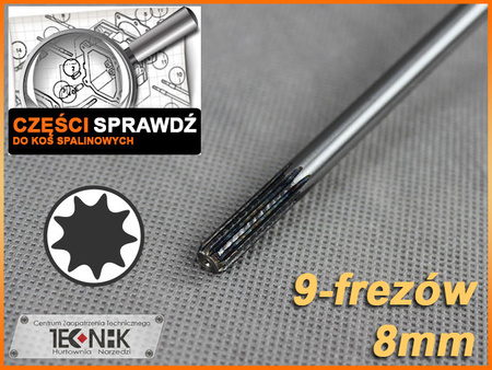 WAŁ OŚ PRĘT NAPĘD DO KOSY 9 frezów x 8mm