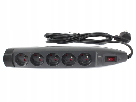 PRZEDŁUŻACZ 5 GNIAZD WYŁĄCZNIK LISTWA ZASILACZ 3m