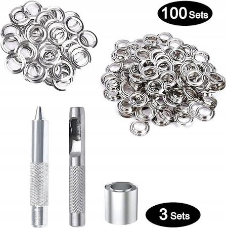 ZESTAW OCZKA DZIURKACZ 10MM NAPY PLANDEKI 100 SZT.