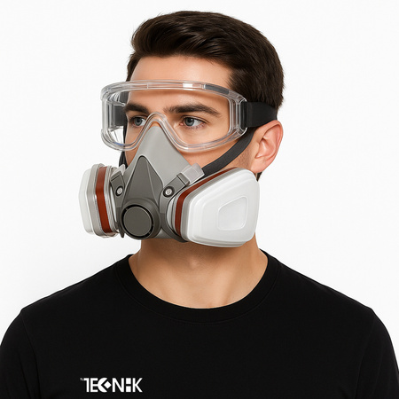 MASKA LAKIERNICZA PÓŁMASKA OCHRONNA PRZECIWPYŁOWA FILTRY WKŁADY OKULARY