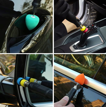 ZESTAW MINI KOŃCÓWEK GĄBEK POLERSKICH DO DETAILINGU POLEROWANIA 16szt