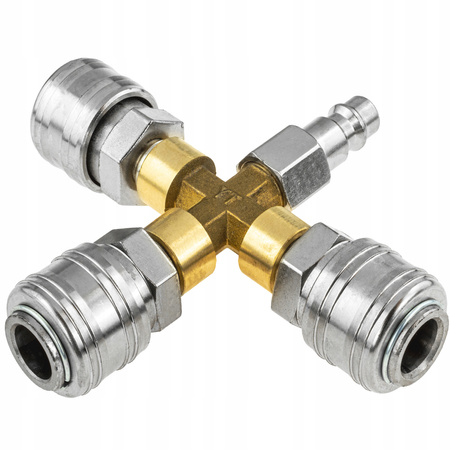 ROZGAŁĘŹNIK TRÓJNIK PNEUMATYCZNY DO KOMPRESORA TYP X SZYBKOZŁĄCZKA