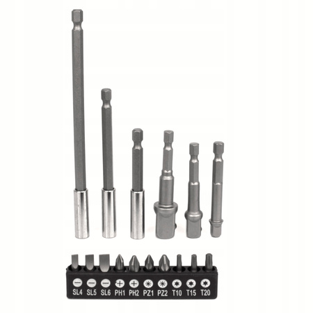 ZESTAW ADAPTERÓW DŁUGICH DO WIERTARKI 1/2 3/8 1/4