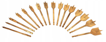 WIERTŁA ŁOPATKOWE PIÓRKOWE PŁASKIE DO DREWNA 16szt