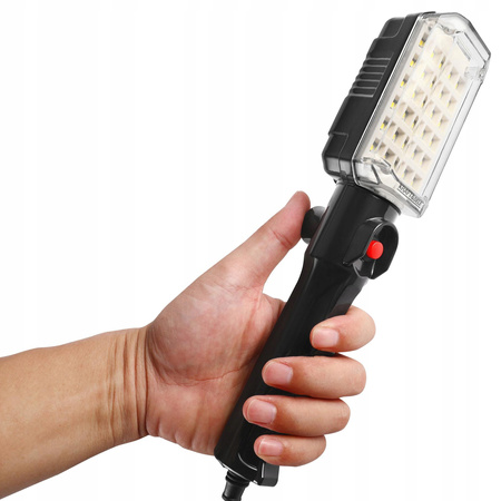 Latarka warsztatowa Lampka LED 15W - 30 diod, hak, magnes, przewód 5m