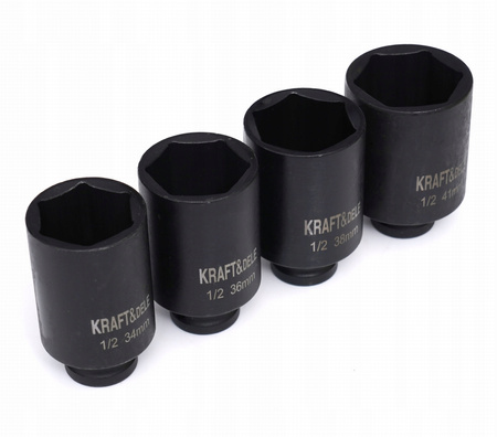 Nasadki udarowe 1/2" 6-kątne 34 36 38 41 mm komplet 4 szt CrMo
