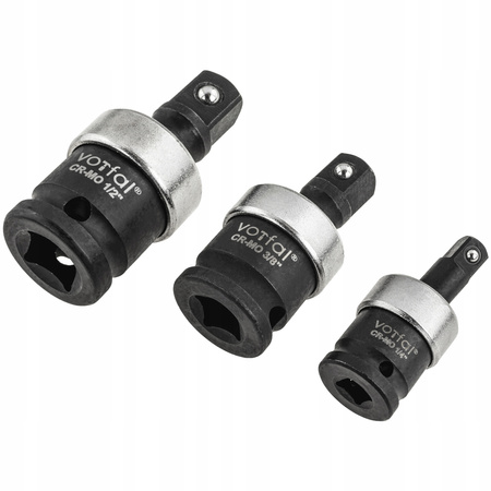 Przeguby Kulowe Udarowe Cardana CR-MO – Zestaw 1/4", 3/8", 1/2" - 3szt.