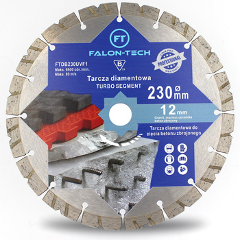 TARCZA DIAMENTOWA 230MM DO CIĘCIA TWARDEGO BETONU ZBROJONEGO KOSTKI CEGŁY 1