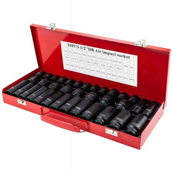 ZESTAW NASADEK UDAROWYCH GŁĘBOKICH I KRÓTKICH STAL CR-MO 1/2" 8-32