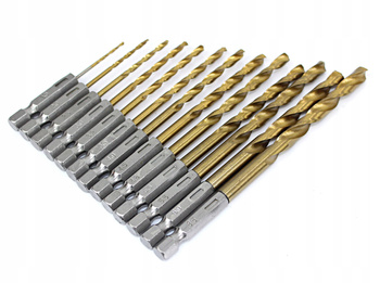 WIERTŁA HEX BITY DO METALU 1,5-6,5 HSS TYTAN 13SZT