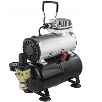 KOMPRESOR MODELARSKI AEROGRAFU Z BUTLĄ 3L BEZOLEJOWY REDUKTOR ODWADNIACZ