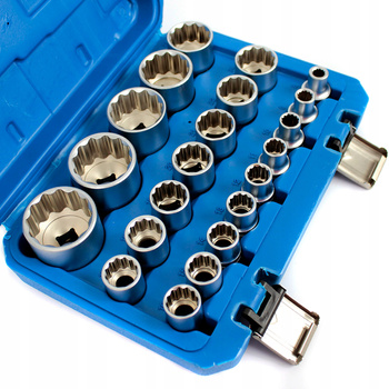 KLUCZE NASADOWE 1/2 NASADKI SPLINE 12 KĄTNE DWUNASTOKĄTNE 8-36mm ZESTAW 21e