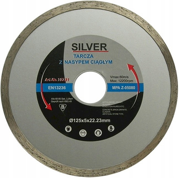 TARCZA DIAMENTOWA 125 22.2 SILVER GŁADKA Glazury