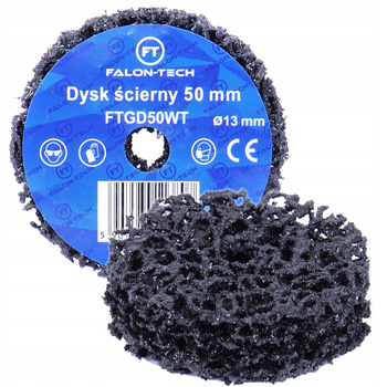 DYSK ŚCIERNY 50MM Z WŁÓKNINY DO USUWANIA RDZY OTWÓR 13MM WŁOSY MURZYNA