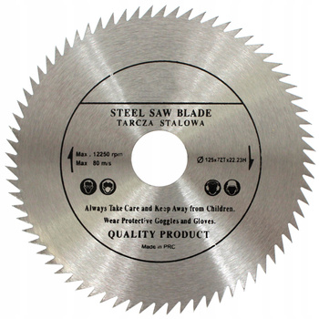PIŁA TARCZOWA STALOWA ZWYKŁA BEZ WIDII 125x22 T72