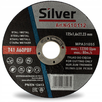 TARCZA DO CIĘCIA METALU 125 x 1,6 SILVER