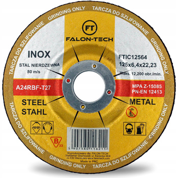 TARCZA DO SZLIFOWANIA METALU STALI NIERDZEWNEJ INOX 125 x 6,4mm SZLIFIERSKA