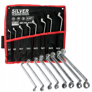 KLUCZE OCZKOWE ODGIĘTE WYGIĘTE ZESTAW 8 szt