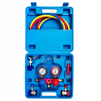 TESTER DO NAPEŁNIANIA KLIMATYZACJI AC R134A R22 MANOMETRY WĘŻE SZYBKOZŁĄCZA