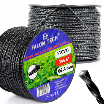 ŻYŁKA TNĄCA KARBOWANA DO GŁOWIC PODKASZARKI KOSY KOS TRAWY MOCNA 2,4mm 345m