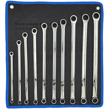 KLUCZE OCZKOWE PROSTE DŁUGIE Z GRZECHOTKĄ 8 - 19 mm 10 szt DO NAPINACZY