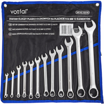KLUCZE PŁASKIE OCZKOWE 6-32 ZESTAW KOMPLET KLUCZY PŁASKICH POKROWIEC 12 EL